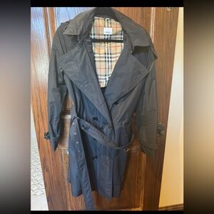Burberry Black Trench Coat with Check Lining